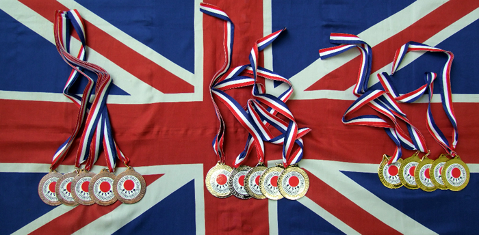 Medals on flag